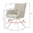 Tori Swivel Dining Armchair - Set of 2 - Natural Legs - Sand - Fabric and Metal
